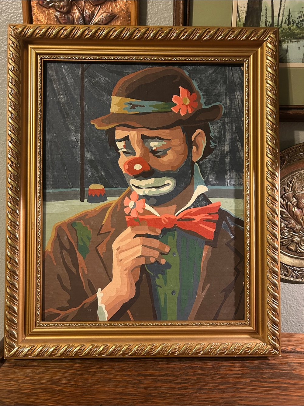 Emmett Kelly Vintage Sad Clown Paint By Number Mid Century Art Painting. 17/14